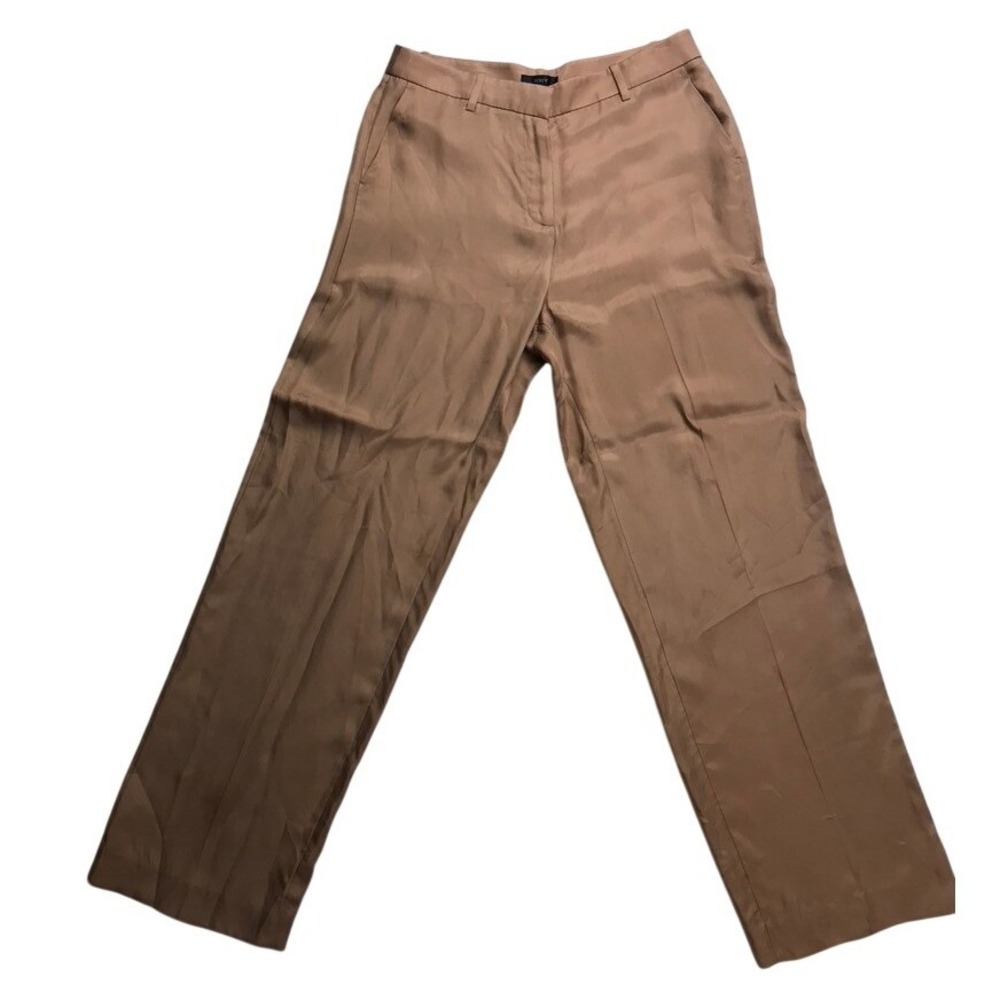 J.Crew Women Tan Cupro Viscose Wide Leg Dress Pants BI237 Size 10 NEW